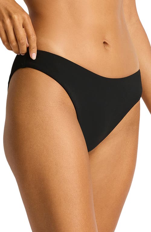 Sea Level Essentials Edit Mid Bikini Bottoms In Black