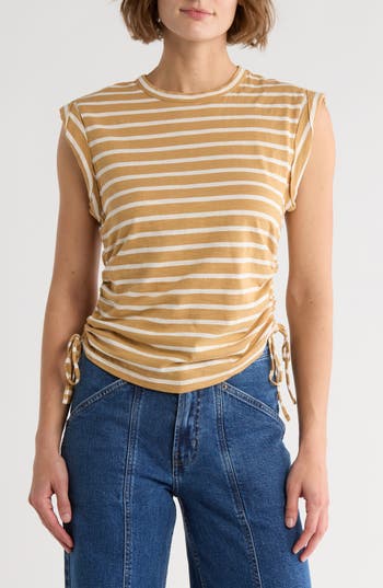 Dkny Jeans Ruched Knit Top In Brown