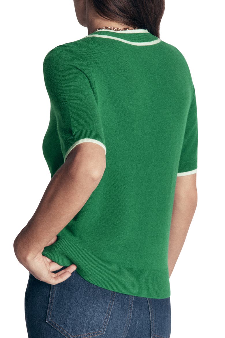 Bow Neck Knitted T-Shirt, Alternate, color, FRESH GREEN