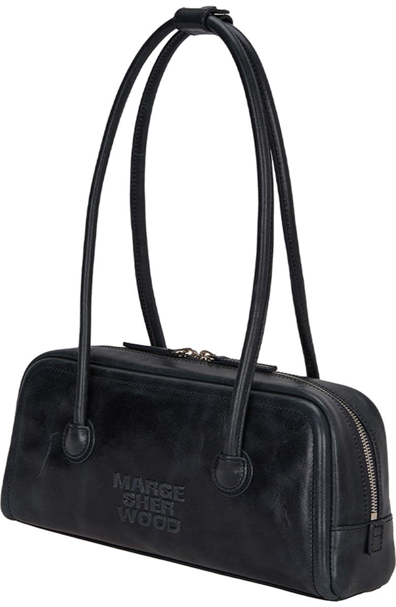 MARGESHERWOOD Soft Boston Leather Shoulder Bag, Alternate, color, Black Pull-Up