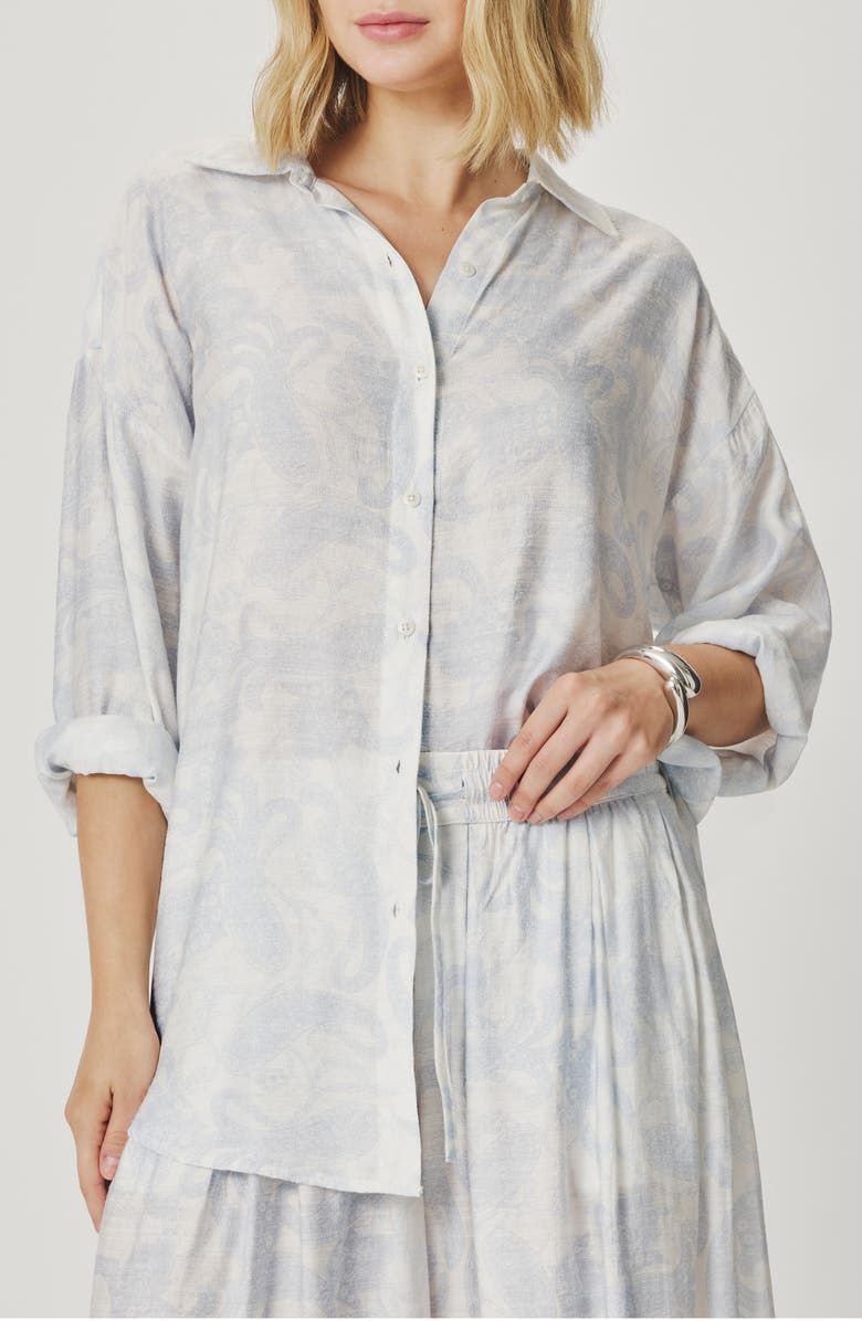 Splendid Iris Paisley Shirt, Main, color, Antique Pearl White
