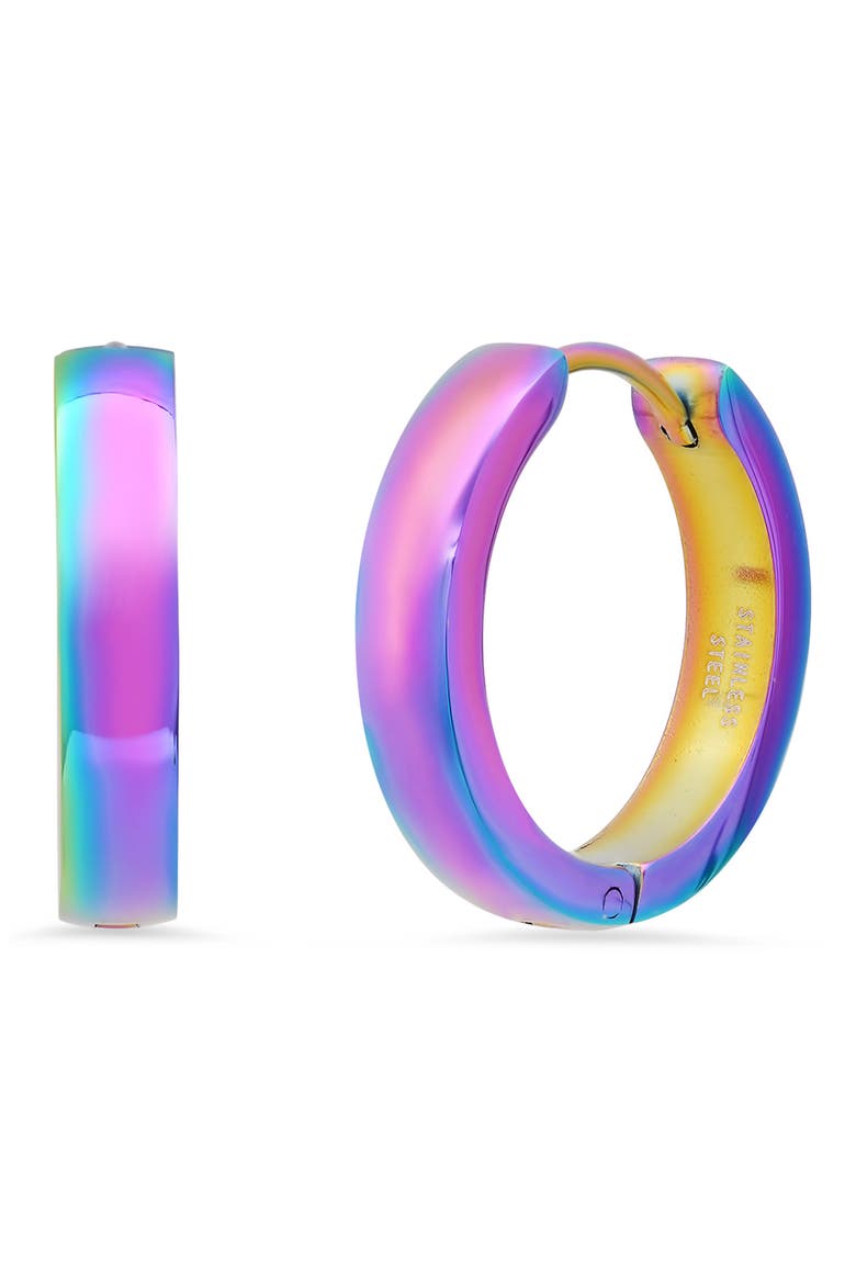 20mm Iridescent Wide Huggie Hoop Earrings, Main, color, MULTI
