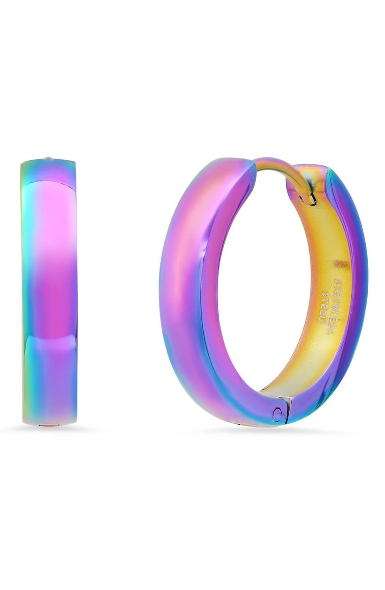 STEELTIME 20mm Iridescent Wide Huggie Hoop Earrings, Main, color, Multi