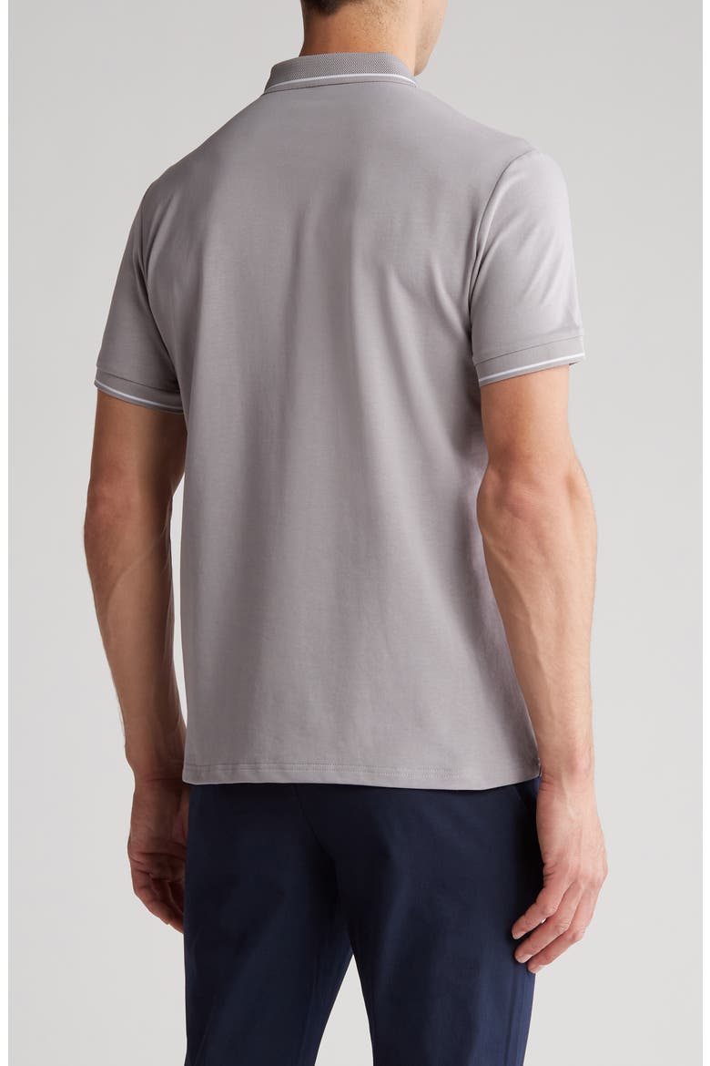 Tipped Short Sleeve Knit Polo, Alternate, color, GREY