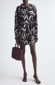 Proenza Schouler Lalia Floral Long Sleeve Linen & Silk Matelassé Shirtdress