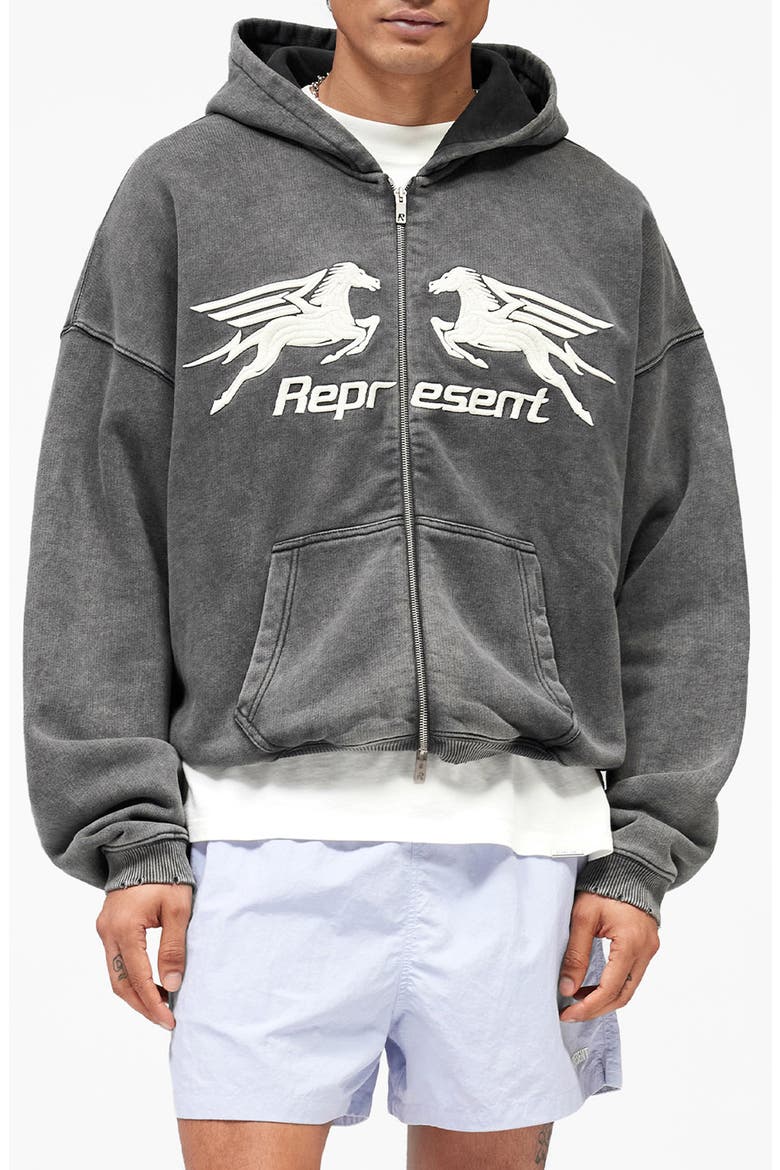 Pegasus Graphic Zip Hoodie, Main, color, VINTAGE GREY