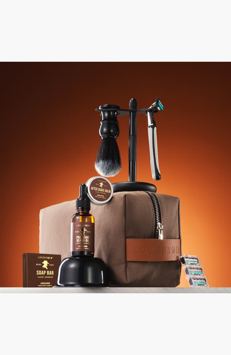 Lovery Ultimate Beard Shaving Kit wrapped in a Luxury Leather Bag, Alternate, color, NO COLOR