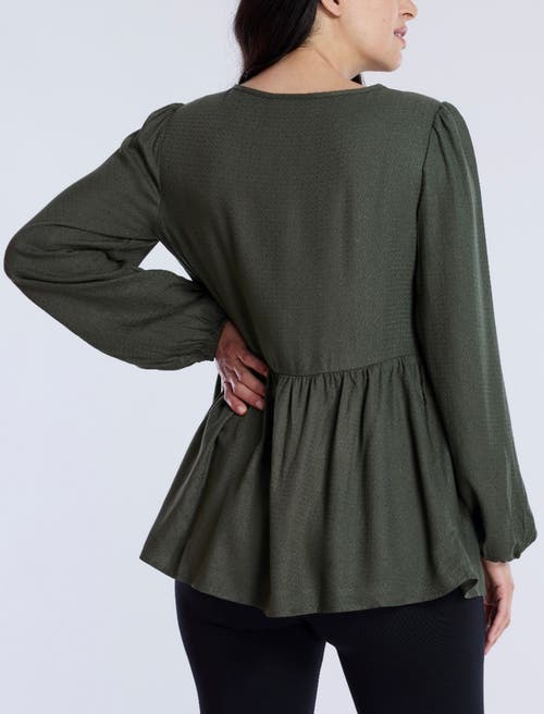 Motherhood Maternity Long Sleeve Empire Waist Keyhole Woven Blouse In Deep Depths