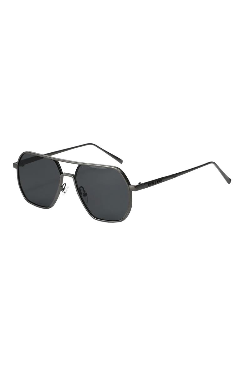 Nola 58mm Polarized Aviator Sunglasses, Alternate, color, BLACK/ BLACK