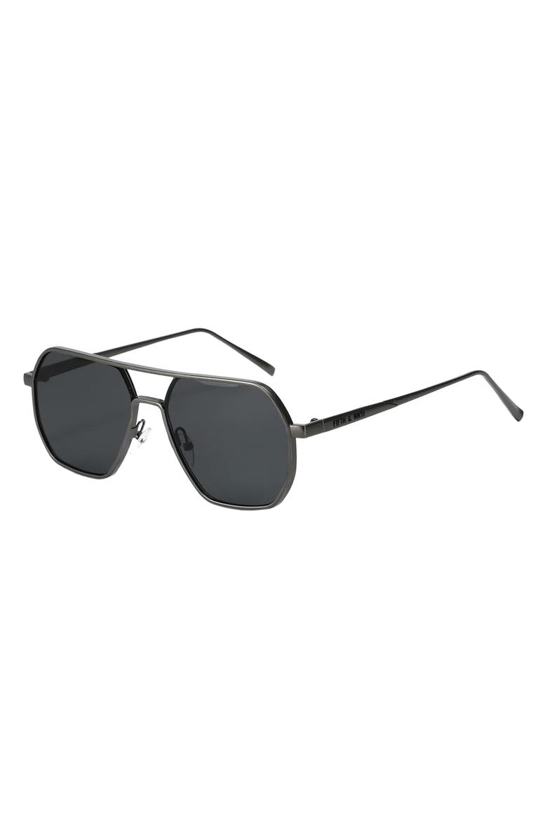 Fifth & Ninth Nola 58mm Polarized Aviator Sunglasses, Alternate, color, Black/ Black