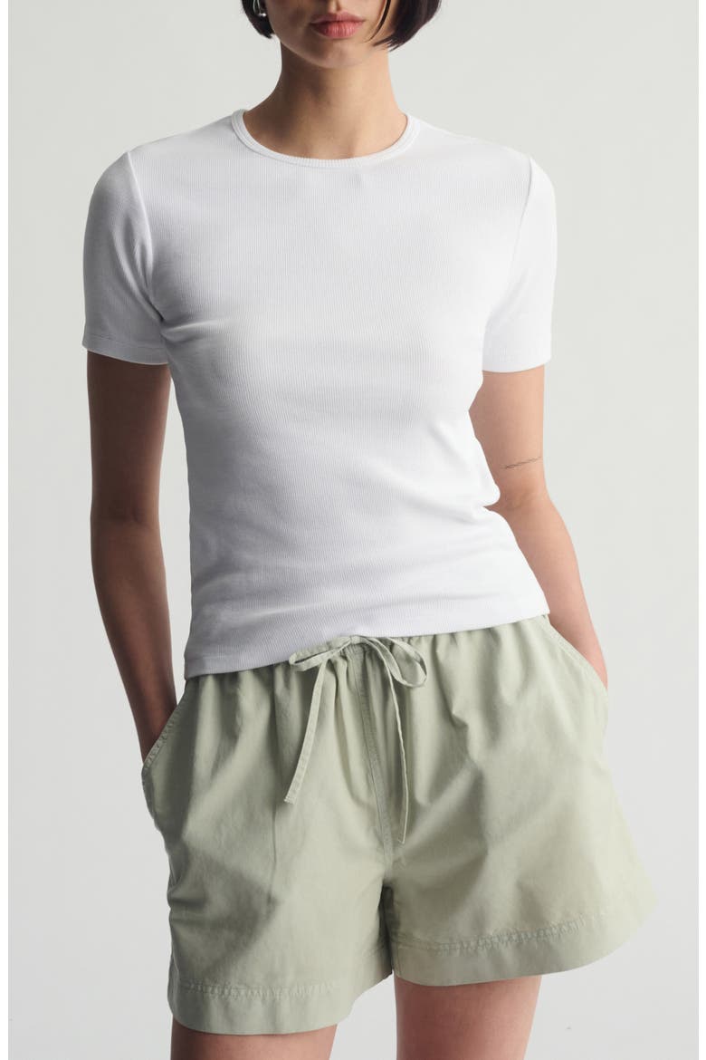 Rib Stretch Cotton T-Shirt, Main, color, WHITE