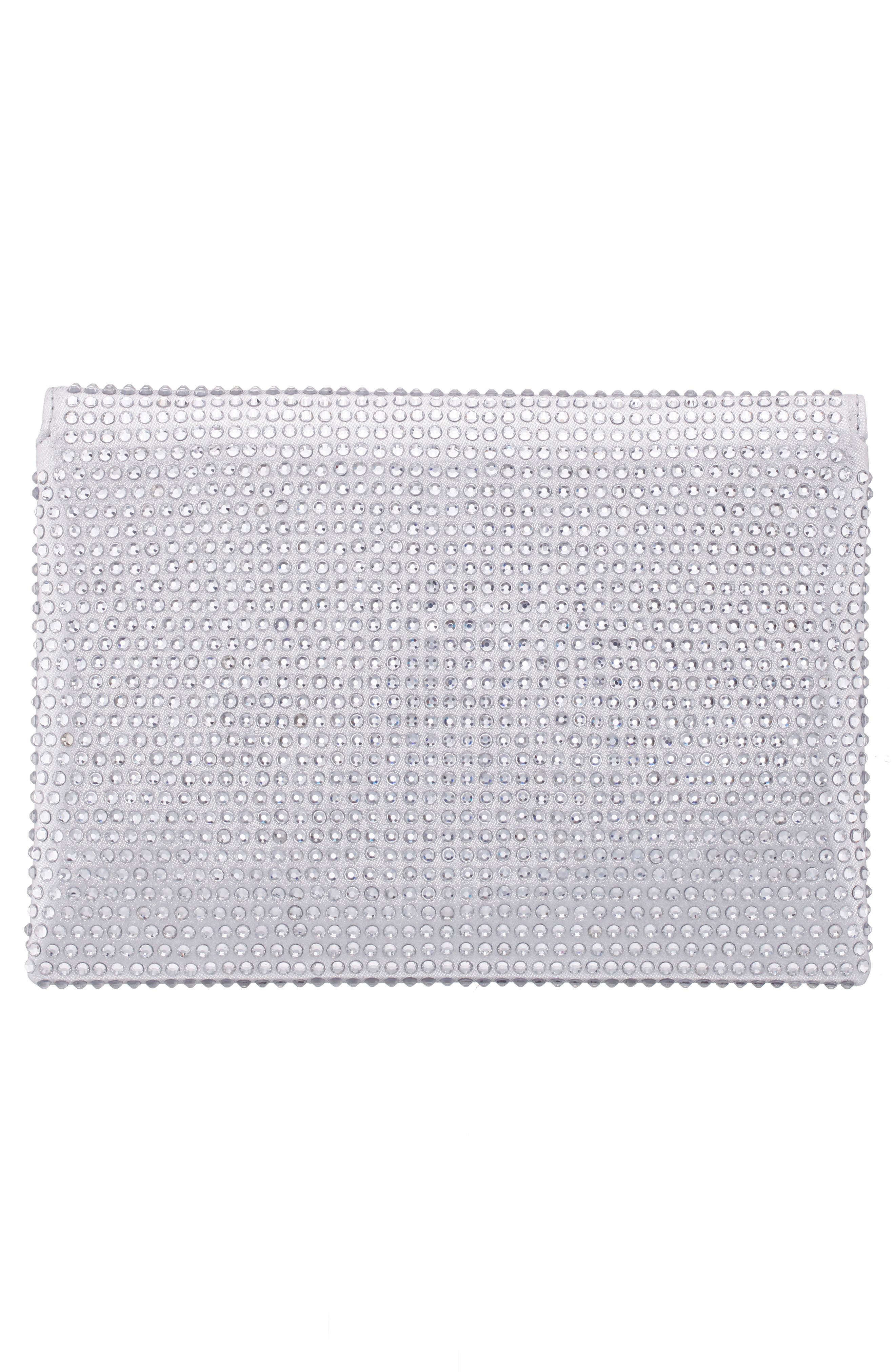 Nina Lorna Embellished Envelope Clutch, Alternate, color, Silver