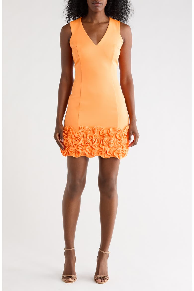 Donna Ricco Cupcake Hem Scuba Sheath Dress, Main, color, TANGERINE