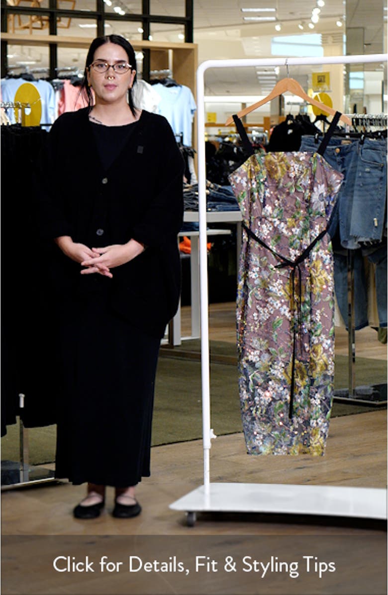 Embroidered Floral Sequin Cocktail Dress, sales video thumbnail