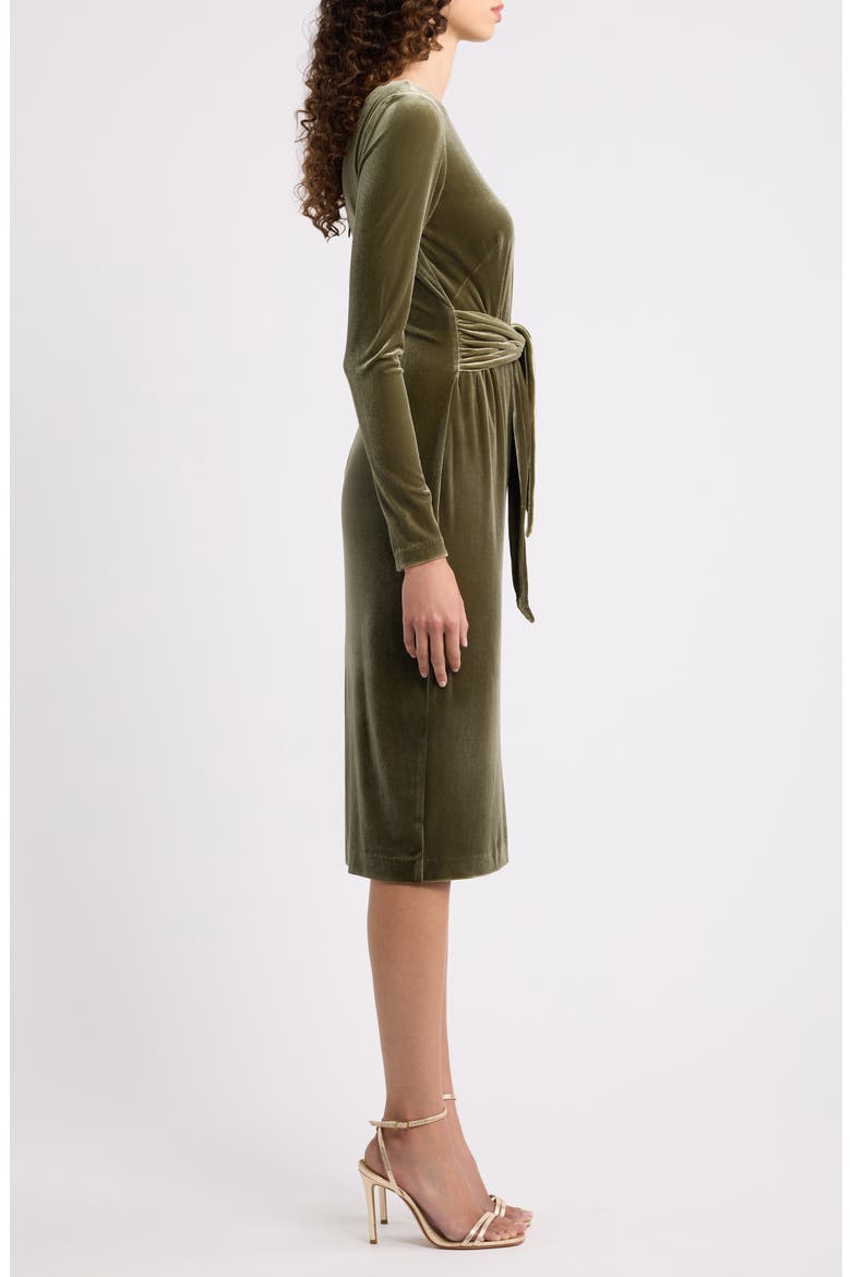 Bateau Neck Velvet Sheath Dress, Alternate, color, OLIVE