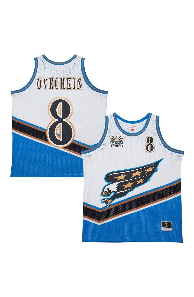 Mitchell & Ness Unisex Mitchell & Ness Alexander Ovechkin White Washington Capitals Maxxed Out Fashion Basketball Jersey, Main, color, 