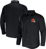 NFL X DARIUS RUCKER Men's NFL x Darius Rucker Collection by Fanatics Black Cleveland Browns Convertible Twill Long Sleeve Button-Up Shirt