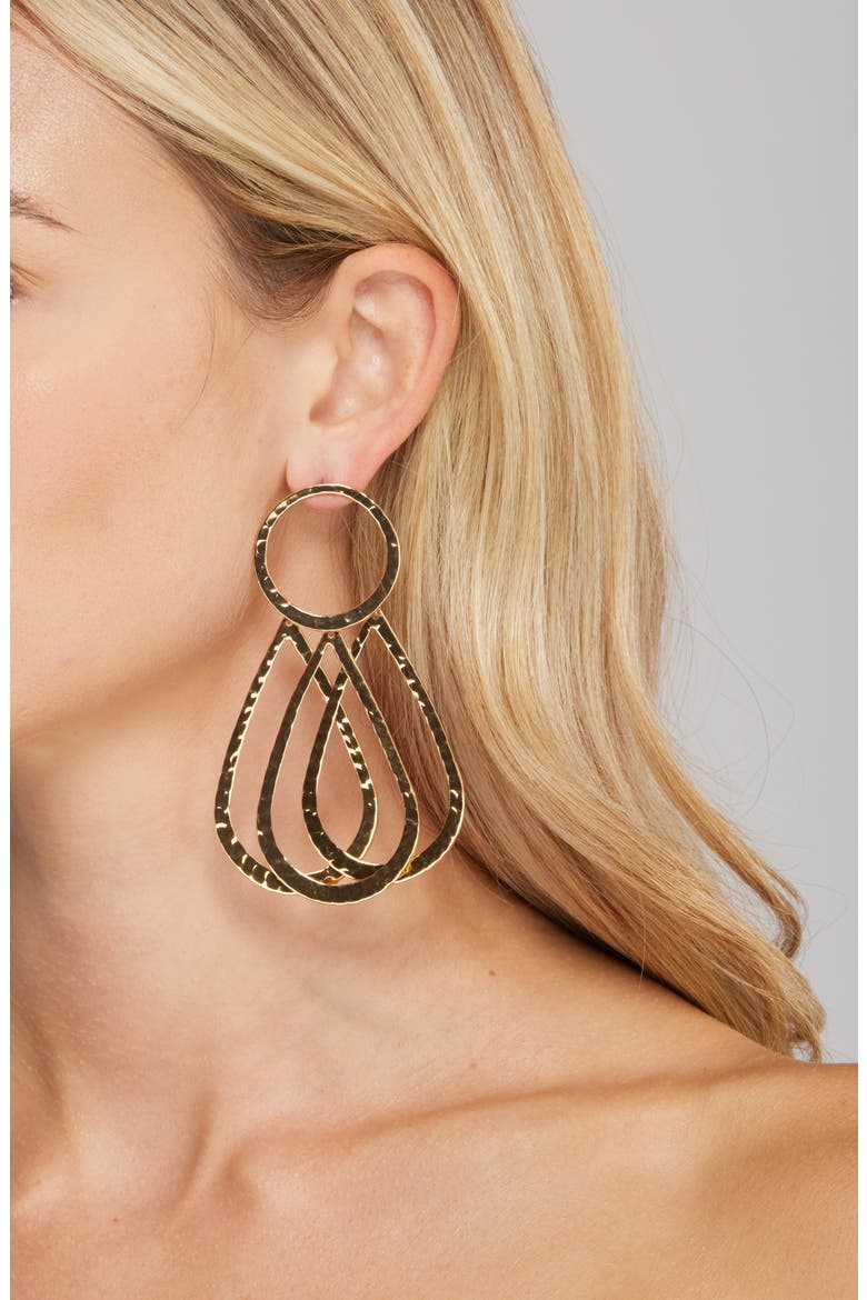 Mimi Hammered Drop Earrings, Alternate, color, GOLD