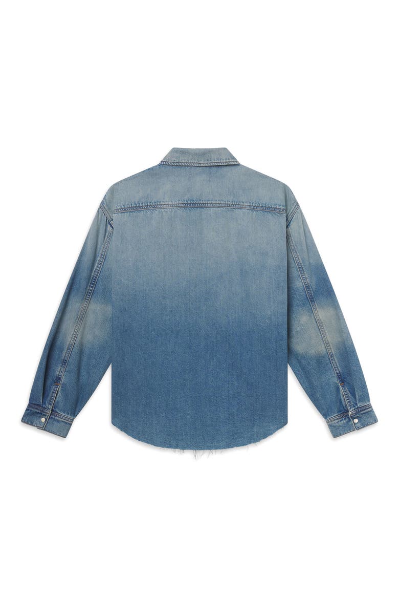 Relaxed Fit Distressed Denim Snap-Up Shirt, Alternate, color, SUNTRACE