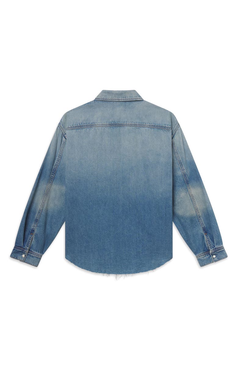 FRAME Relaxed Fit Distressed Denim Snap-Up Shirt, Alternate, color, Suntrace