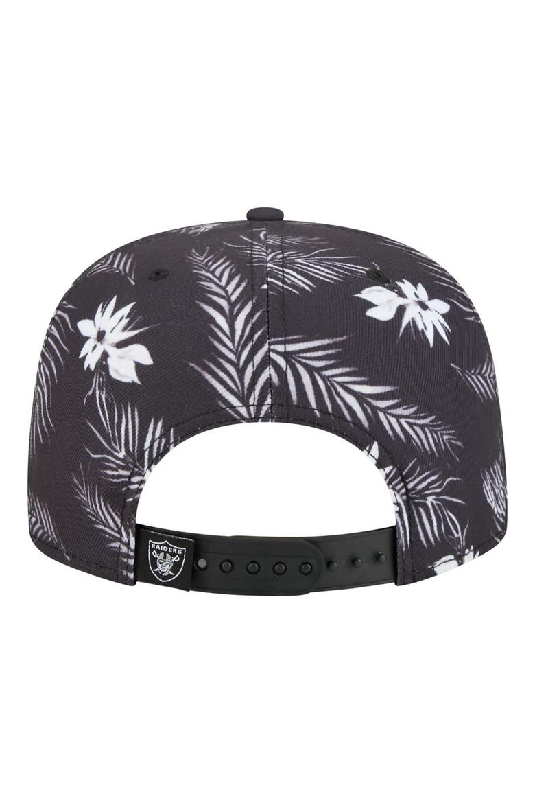 Men's New Era  Black Las Vegas Raiders Palm Print A-Frame 9FIFTY Snapback Hat, Alternate, color, Black