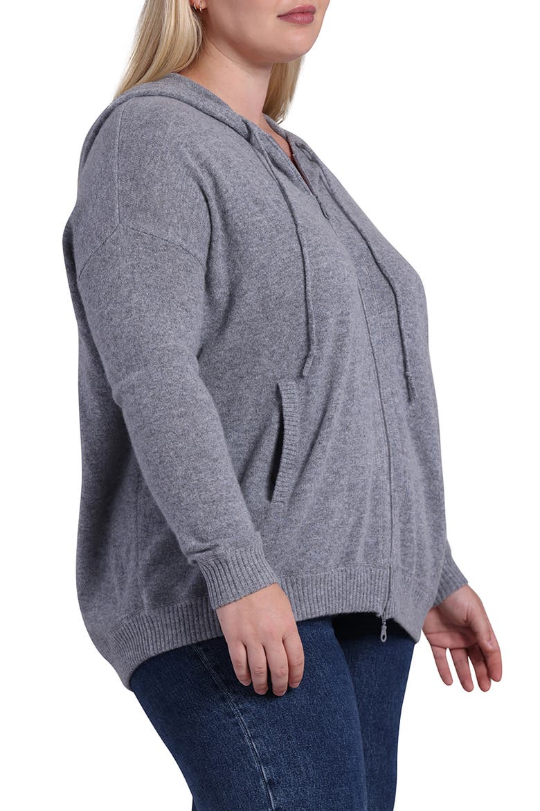 Cashmere Zip Hoodie Jacket, Alternate, color, GREY SHADOW