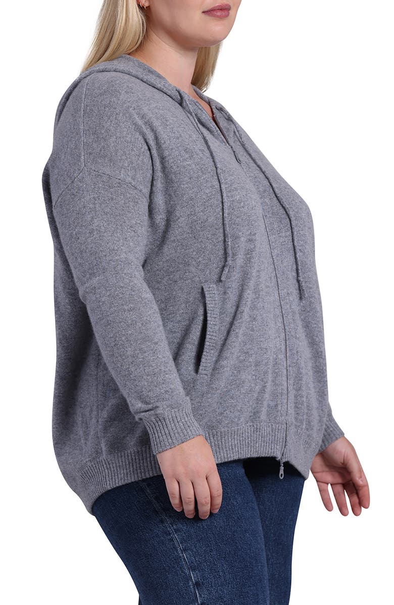 MINNIE ROSE Cashmere Zip Hoodie Jacket, Alternate, color, Grey Shadow