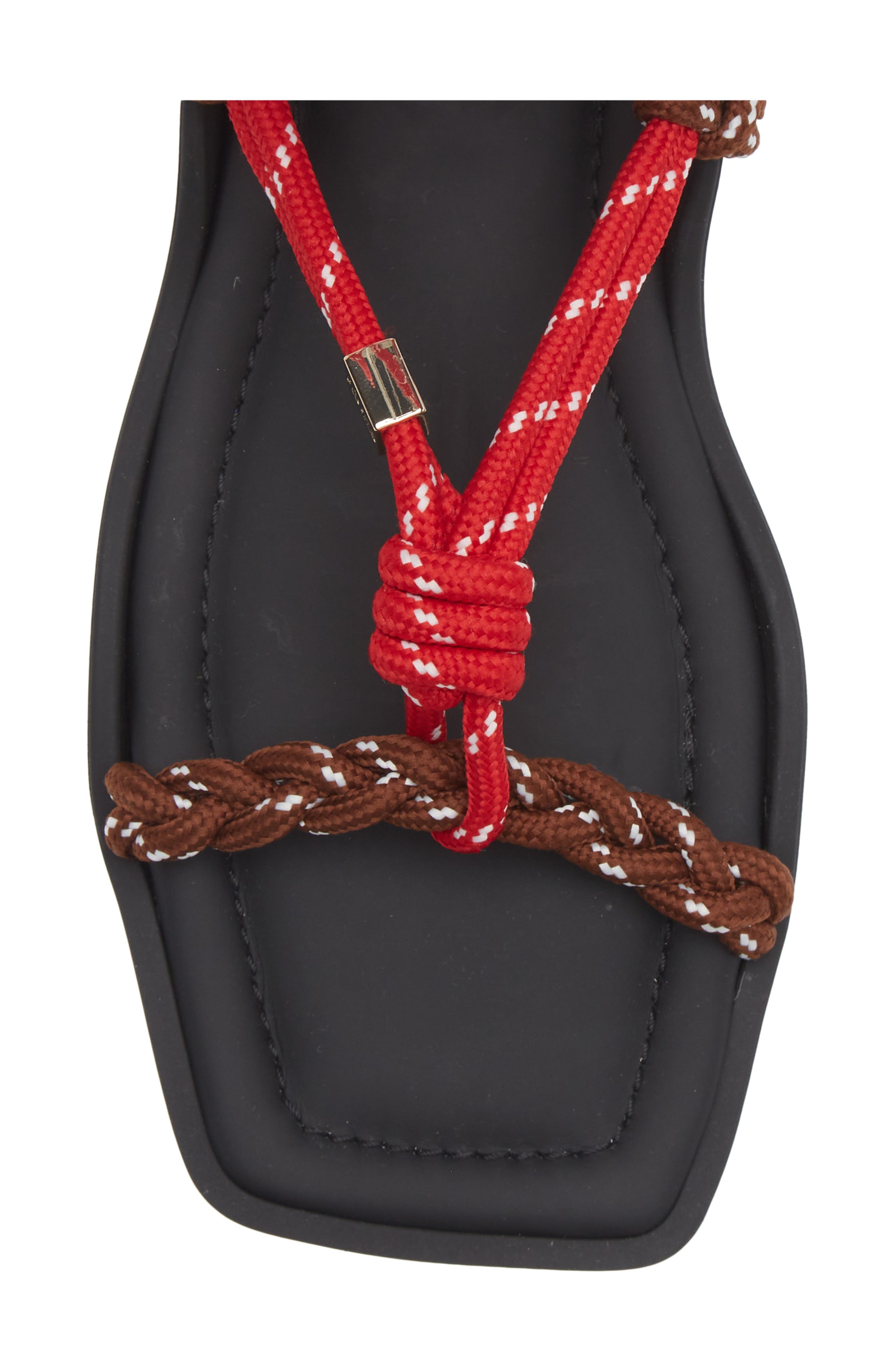Lace-Up Ropes Water Repellent Slide Sandal, Alternate, color, BROWN / RED