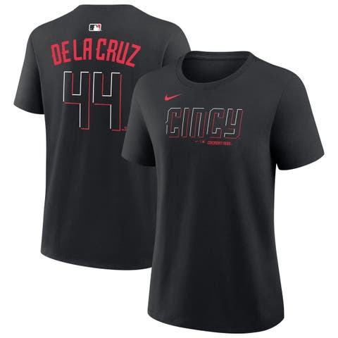 Women's Nike Elly De La Cruz Black Cincinnati Reds Name & Number T-Shirt