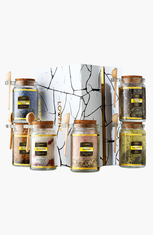 Lovery 6-piece Bath Salts Gift Set With Natural Herbs And Essential Oils In White/gold
