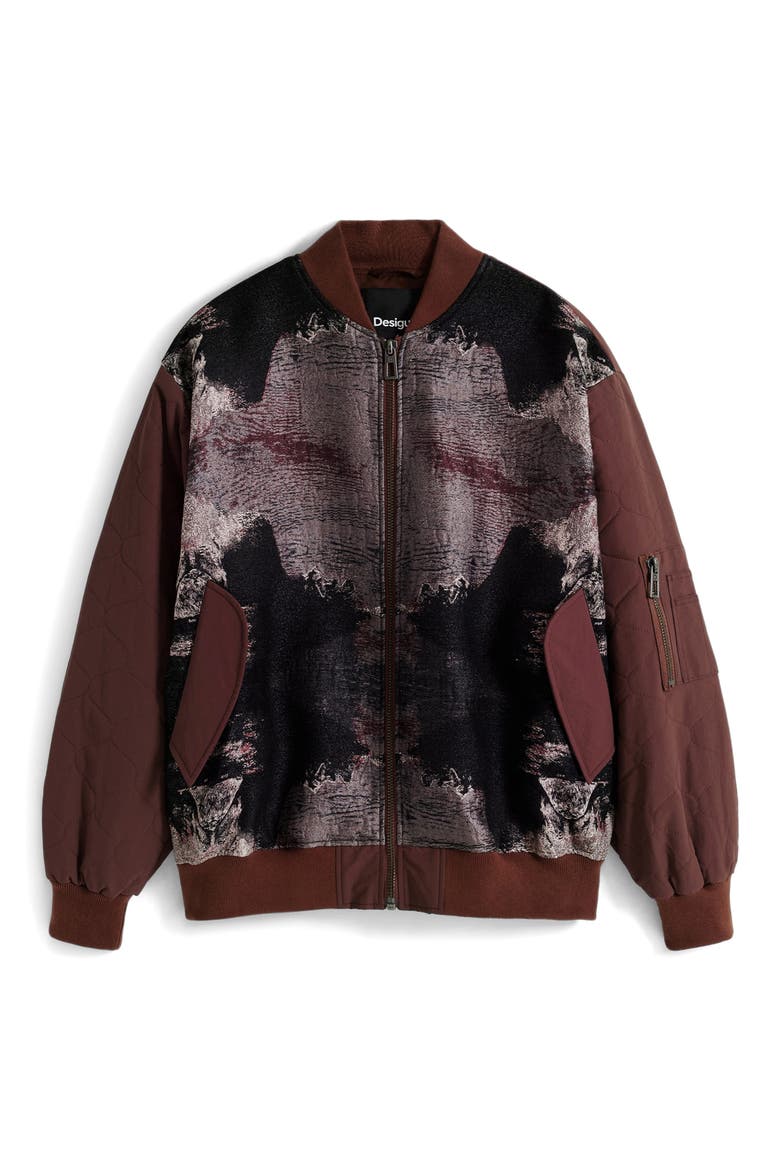 Onion Quilted Puffer Bomber Jacket, Alternate, color, DARK BROWN