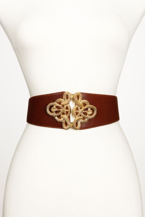 Raina Belts Christian Corset Leather Belt In Brown