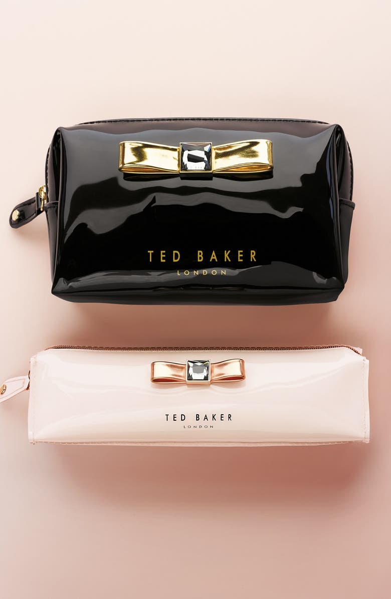 Ted Baker London 'Metallic Bow' Cosmetics Case, Alternate, color, 