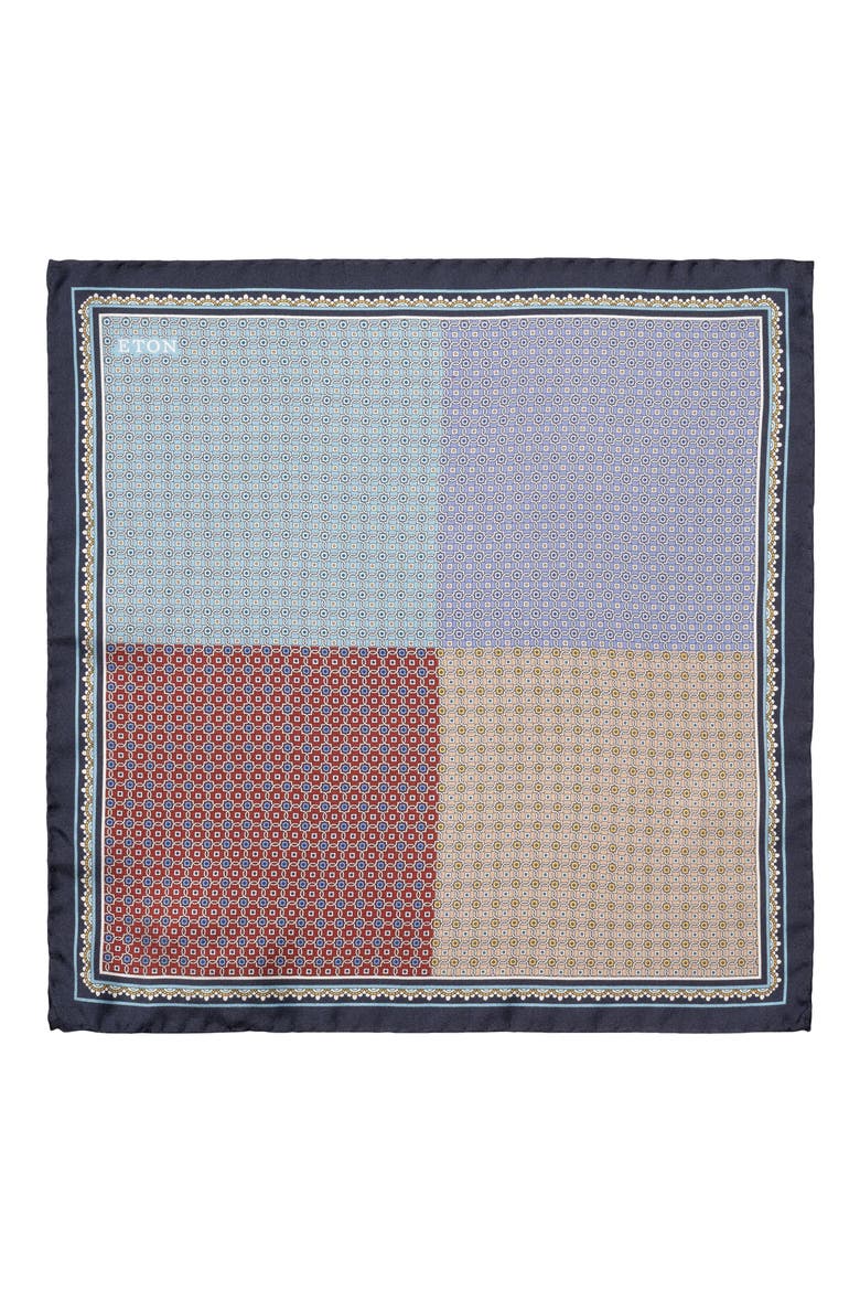 Quatrefoil Silk Twill Pocket Square, Alternate, color, MULTI