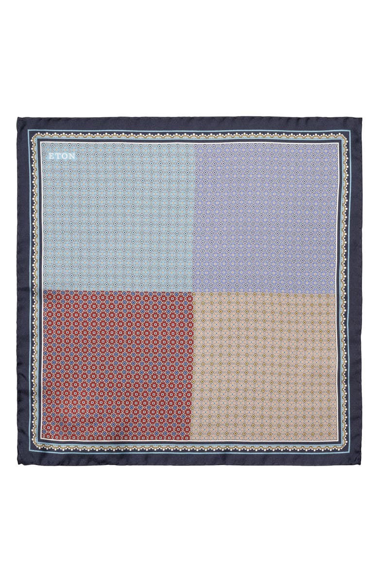 Eton Quatrefoil Silk Twill Pocket Square, Alternate, color, Multi