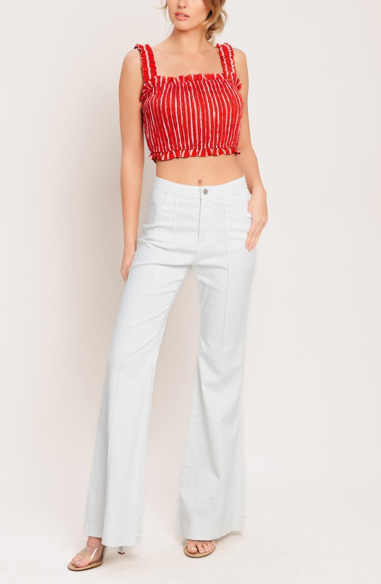 FLYING TOMATO Stripe Smocked Crop Top, Alternate, color,