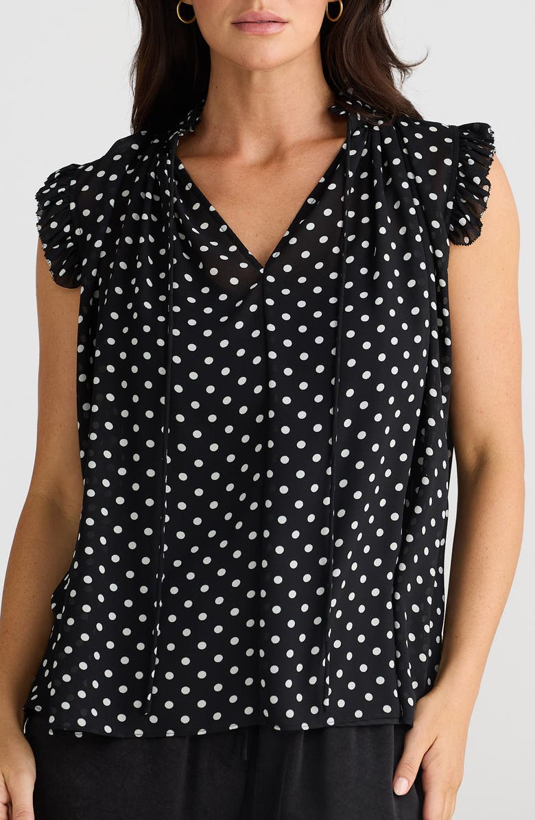 Brave+True Broadway Ruffle Sleeve Top, Main, color, Polka Dot