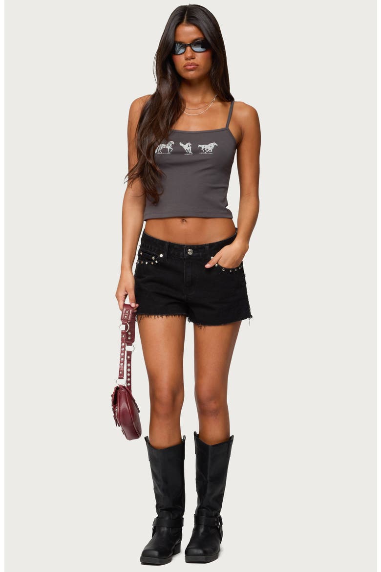 Wild Horses Graphic Crop Camisole, Alternate, color, GRAY