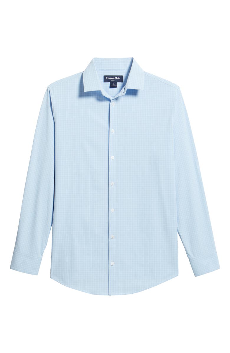 Mizzen+Main Leeward Trim Fit Grid Performance Button-Up Shirt, Alternate, color, Cloud Blue Mini Grid