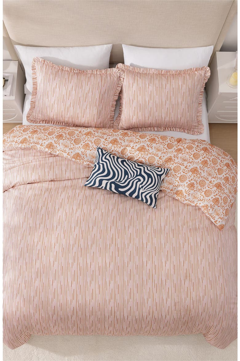 Clay Trees Reversible Comforter Set, Alternate, color, ORANGE