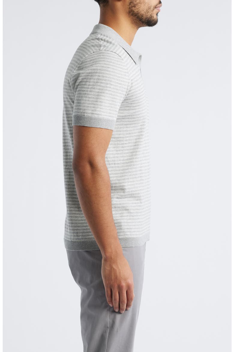 Hayden Stripe Johnny Collar Polo, Alternate, color, HEATHER GREY STRIPE
