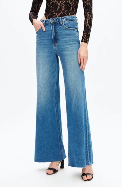 Bella Raw Hem High Waist Wide Flare Jeans
