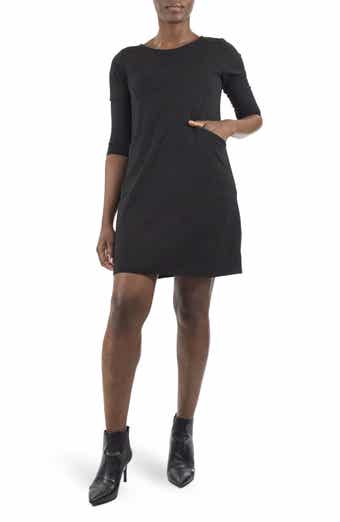 Nina Leonard Crew Neck 3/4 Length Sleeve Swing Dress