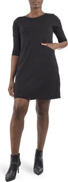 Nina Leonard Crew Neck 3/4 Length Sleeve Swing Dress