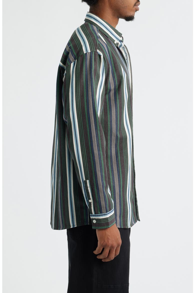 Stripe Cotton Button-Down Shirt, Alternate, color, GREEN MIXED STRIPE