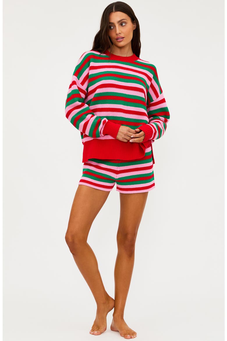 Balboa Stripe Cotton Shorts, Alternate, color, RUBY STRIPE