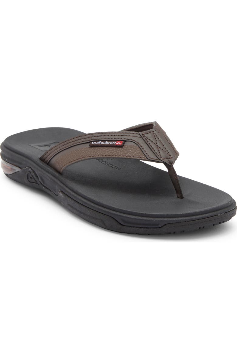 Quiksilver Dylan Deluxe Flip Flop, Main, color, Dark Brown/ Black Trim