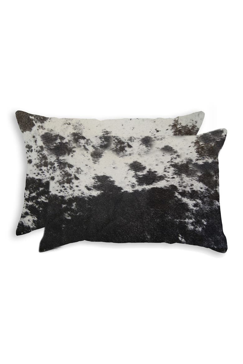 Torino Kobe Cowhide Pillow - Set of 2 - 12"x20" - Black/White, Main, color, S/P BLACK / WHITE