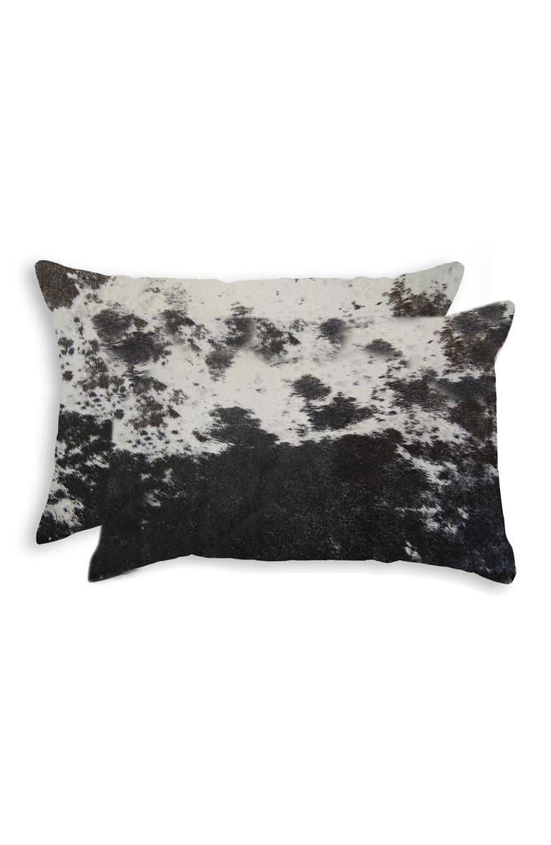 NATURAL Torino Kobe Cowhide Pillow - Set of 2 - 12"x20" - Black/White, Main, color, S/P Black/ White