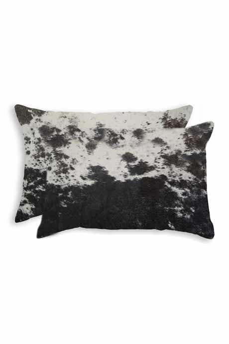 Torino Kobe Cowhide Pillow - Set of 2 - 12"x20" - Black/White